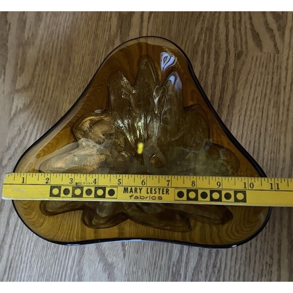 Murano Princess House Art Glass Amber Dish Bowl with Gold Fleck MCM Vintage 60s - Picture 6 of 8